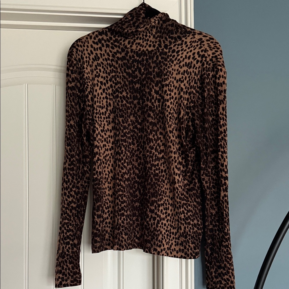 H&M Brown and Black Animal Print Top